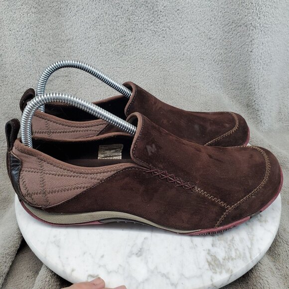 Merrell Shoes Womens Size 9 Coffee Bean Brown Suede Bisect Loafer - Picture 6 of 10